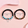 2Pcs 2 Styles Natural & Synthetic Mixed Gemstone Beaded Stretch Bracelets Set DH0675-3