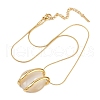304 Stainless Steel & Cat Eye Flat Round Pendant Necklaces for Women NJEW-V008-03G-3
