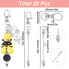 SUNNYCLUE 20Pcs Alloy Beadable Bar Keychain for DIY Crafts Jewelry Making KEYC-SC0001-14-2