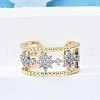 Brass Micro Pave Clear Cubic Zirconia Cuff Rings for Women RJEW-G347-11GP-2