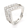 Brass Crown Adjustable Ring with Clear Cubic Zirconia RJEW-Q781-02P-1