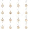 8Pcs 8 Style Flat Round with Flower Wood Charms Locking Stitch Marker HJEW-WH0042-32-1