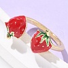 Brass with Enamel Cuff Open Rings for Women RJEW-Q019-01A-G-3