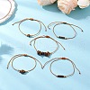 5Pcs 5 Styles Natural Tiger Eye Braided Bead Bracelets BJEW-JB11681-02-3
