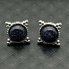 Alloy Natural Tiger Eye Flower Stud Earrings OL8231-17-1