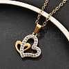 304 Stainless Steel Crystal Rhinestone Heart Pendant Cable Chain Necklaces for Women NJEW-Z056-01A-G-3