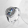 Flat Round with Tree of Life Pattern Brass with Natural Shell Finger Rings FS-WG27692-01-2