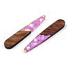 Transparent Resin & Walnut Wood Pendants RESI-N039-64C-2