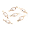 Brass Micro Pave Clear Cubic Zirconia Link Connectors ZIRC-K087-10KCG-2