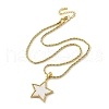 Brass Enamel Star Pendant Necklaces for Women NJEW-K381-09G-02-4
