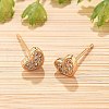Brass Micro Pave Clear Cubic Zirconia Stud Earrings for Women EJEW-G428-25G-04-2