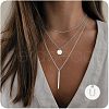 3Pcs Simple Style Brass Coin Letter Rectangle Pendant 3 Layer Necklaces FS-WG4BDA4-42-1