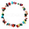 Coral Stone & Pine & Natural Red Aventurine & Amethyst & Butter Jade & Malachite & Dyed Red Wood Lace Stone Chip Beads Stretch Bracelets for Women WA7603-5