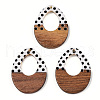 Printed Opaque Resin & Walnut Wood Pendants RESI-TAC0017-63-1