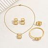 Rectangle Stainless Steel & Plastic Bracelets & Earrings & Necklaces & Rings Sets for Women GF9745-2-1