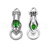 Brass Clear & Green Cubic Zirconia Connector Charms KK-N216-356P-2