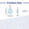 SUPERFINDINGS 50Pcs Faceted Leaf Glass Pendants FIND-FH0010-34A-2