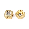Brass Clear Cubic Zirconia Spacer Beads KK-D375-36G-01-2
