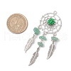 Natural Green Aventurine Dream Catcher Pendants PALLOY-MZ00709-01-2