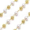 Brass & ABS Plastic Pearl Round Link Chains CHC-G024-12G-1