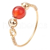 Round Natural Quartz Crystal & Rose Quartz & Green Aventurine & Amethyst & Carnelian Finger Rings RJEW-JR00819-4