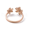 Ion Plating(IP) 304 Stainless Steel Flower Open Cuff Ring for Women RJEW-D120-07RG-3