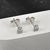 Lock S925 Sterling Silver Micro Pave Clear Cubic Zirconia Stud Earrings for Women EJEW-K307-03A-P-2