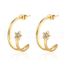 Stainless Steel Arc Stud Earrings with Cubic Zirconia for Women KB3039-1-1