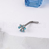 Bohemian Style 304 Stainless Steel Sky Blue Enamel L-Shaped Nose Rings FS-WG96CDA-10-1
