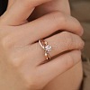 Retro Brass Micro Pave Clear Cubic Zirconia Finger Rings for Women FS-WG492FF-02-2