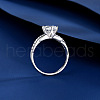 Rhodium Plated 925 Sterling Silver Micro Pave Cubic Zirconia Finger Rings WG64EDC-05-4