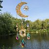 Natural Yellow Quartz Chip & Metal Moon Hanging Suncatchers PW-WG15083-06-1