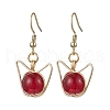 304 Stainless Steel Spray Painted Crackle Glass Dangle Earrings EJEW-JE06423-4