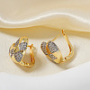 French Style Brass Clear Cubic Zirconia Heart Clip-on Earrings QL2585-2