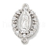 Rack Plating Brass Clear Cubic Zirconia Religion Oval Virgin Mary Connector Charms X-KK-L224-097P-1