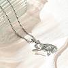 304 Stainless Steel Dog Outline Pendant Necklaces NJEW-P327-06P-2