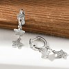 Brass Micro Pave Clear Cubic Zirconia Huggie Hoop Earrings EJEW-K083-43P-4