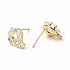Brass Micro Pave Clear Cubic Zirconia Stud Earring Findings ZIRC-K087-20G-2
