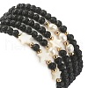 5Pcs 5 Style Natural Lava Rock & Pearl & Shell Star Beaded Stretch Bracelets Set BJEW-JB09495-03-4