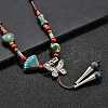Ethnic Style Alloy & Porcelain Ceramic Beads Butterfly Pendant Tassel Y Necklaces NJEW-D308-01B-5