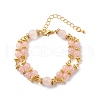 Natural Rose Quartz Beaded Double Line Multi-strand Bracelet BJEW-JB08667-1