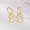 Geometric Star Moon Sterling Silver Cubic Zirconia Pendant Hoop Earrings LO6325-1-3