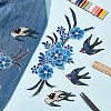 WADORN 6Pcs 4 Style Swallow & Flower Computerized Embroidery Iron on/Sew on Patches PATC-WR0001-02-4