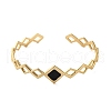 304 Stainless Steel Enamel Hollow Rhombus Open Cuff Bangles for Women BJEW-M316-07G-02-2