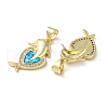 Brass Micro Pave Clear Cubic Zirconia Pendants KK-C045-02G-2