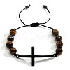 Round Natural Tiger Eye Braided Bead Bracelets OT3937-1