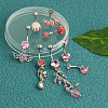 8Pcs 8 Styles 316L Stainless Steel Rose Rhinestone Heart Wing Round Curved Barbell Belly Rings Set FS-WG1B07E-01-5