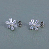 Flower Brass Pave Clear Cubic Zirconia Stud Earrings BJ0702-2