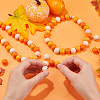 SOFPLATE Thanksgiving Day Theme 5 Strands Spray Painted Natural Wood Beads Strands WOOD-SP0001-02C-3