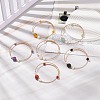 Natural Gemstone & Pearl Round Beaded Bangle BJEW-JB08464-2